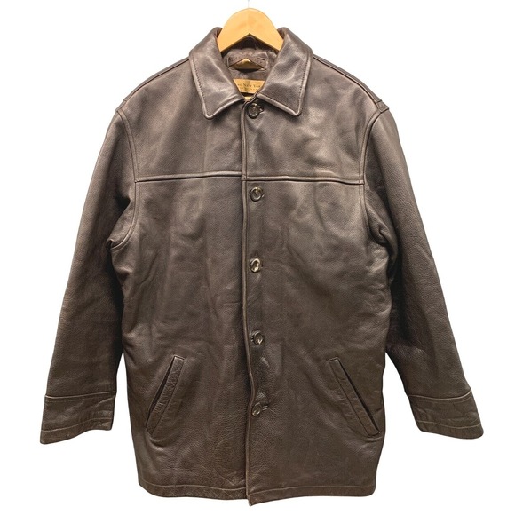 Andrew Marc Jackets & Blazers - Marc New York Andrew Marc Leather Jacket Men's Large Brown Lined Button Front
